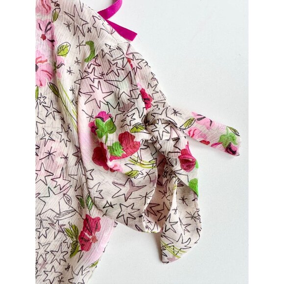 ZARA Off White Floral Star Print Crinkle Chiffon Fit & Flare Midi Dress, Size S - Picture 7 of 16